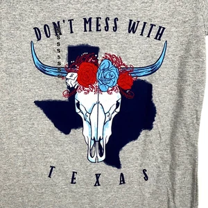 Gildan Womens Small Fitted Graphic T-Shirt Heather Gray Don't Mess with Texas - Picture 1 of 7