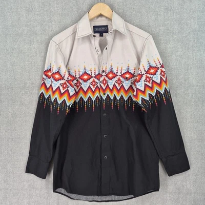 Panhandle Shirt Mens Small Black Aztec Western Pearl Snap Rodeo Southwestern - Image 1 of 4