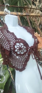 Forever 21 Cocoa Whimsygoth 90’s Retro Y2K Sexy Crochet Cropped Top XSmall - Bild 1 von 7