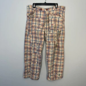 Magnolia Pearl Hose Damen Einheitsgröße blau rosa kariert Baumwolle Provision Trousers - Bild 1 von 10