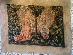 Vintage french tapestry Aubusson needlepoint wall hanging tapestries 21 x 15 - Picture 1 of 12