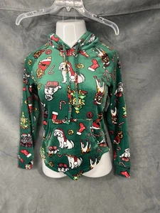 Sudadera con Capucha Pullover de Felpa Verde Navidad Perros Bolsillo Frontal y Dobladillo Curvo Talla Jrs S - Imagen 1 de 8