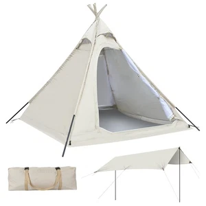 Campingzelt Sonnendach 4 Personen Pop Up Zelt mit 2 Türen wasserdicht mit Tragetasche - Bild 1 von 8