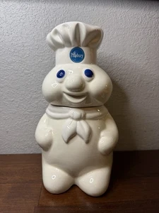 Pillsbury Doughboy Cookie Jar 1997 Used Cracks In Enamel No Chips 12 Inches High - Picture 1 of 14