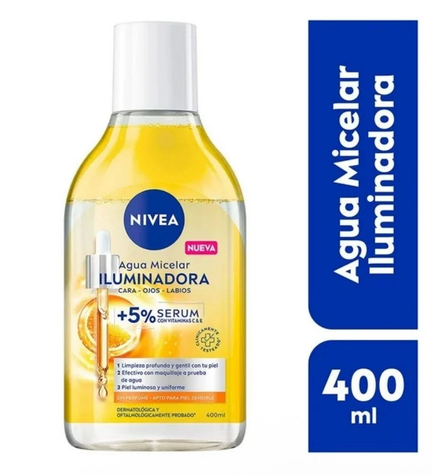 NIVEA AGUA MICELAR ILUMINADORA/MICELLAR WATER/400ML/VITAMIN C/REMOVES WATERPROOF - Image 1 of 4
