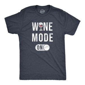 Mens Wine Mode On T Shirt Funny Red White Drinking Lovers Button Joke Tee For - Picture 1 of 7