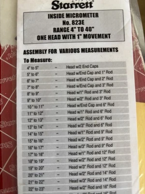 MICRÓMETRO INTERIOR STARRET 833E GAMA 4” A 40” CON ESTUCHE DE MADERA ORIGINAL Foto 1 de 4