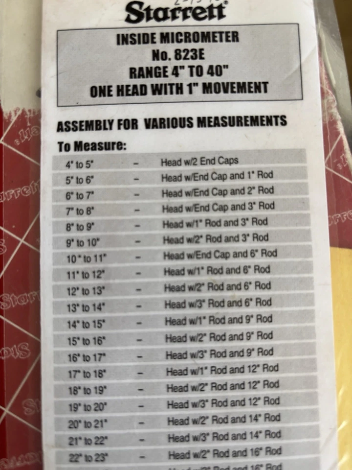 MICRÔMETRO INTERNO STARRET 833E FAIXA 4” A 40” COM ESTOJO DE MADEIRA ORIGINAL - Imagem 1 de 4