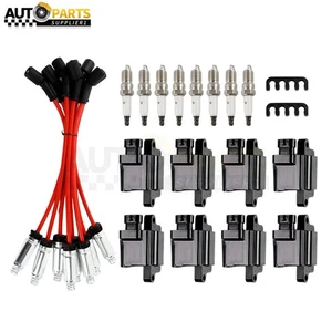 8Pack Square Ignition Coil & Spark Plug Wire For Chevy GMC 4.8L 5.3L 6.0L UF271 - Picture 1 of 11