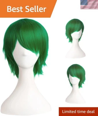 Peluca Disfraz Cosplay 12 Pulgadas/30 cm Hombres Mujeres Corto Lateral Recto Golpes Hierba G... Foto 1 de 4