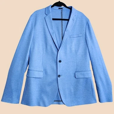 J Ferrar Blazer Mens Medium Blue Stretch Knit Slim Fit Jacket NEW Stylish Layer - Image 1 of 4