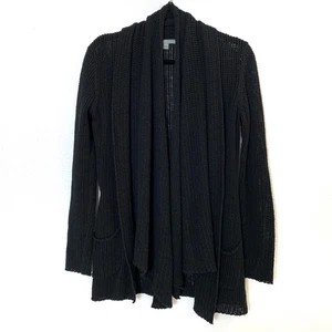 James Perse Cardigan Womens Small Black Open Knit Pockets Draped Office Career - Bild 1 von 9