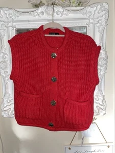 F&F Chunky Red Knit Sleeve Less Jumper Bloggers Fav BNWT £25 Sold Out - Picture 1 of 5