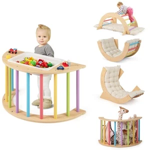 Arco de escalada 6 en 1 para niños pequeños con contenedor de almacenamiento plegable cojín extraíble - Imagen 1 de 9