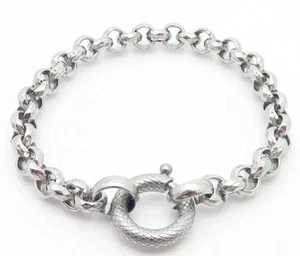 Stainless Steel Diamond Cut Pattern Womans Ladies Belcher Bracelet - 19cm - Picture 1 of 3