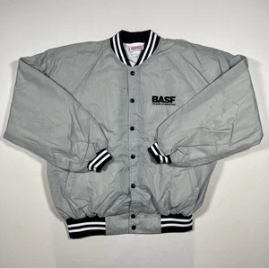 Chaqueta BASF De Colección Para Hombres XL Gris Hartwell Satinado Forrada de Vellón Frente a Presión Años 90 EE. UU. - Imagen 1 de 6