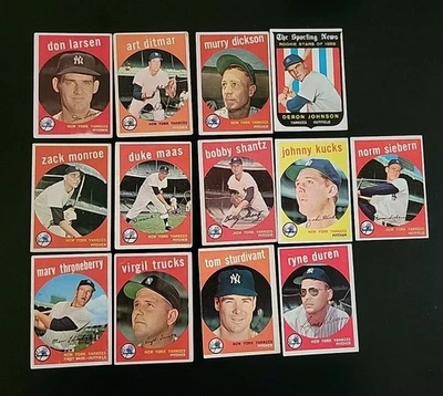 Tarjetas de béisbol 1959 Topps - Lote de los Yankees de Nueva York (13) - con Don Larsen Foto 1 de 4