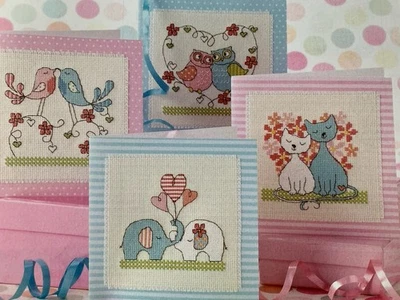 Lovely Creatures! Modern Romance Animal Cards Cross stitch Design Chart - Image 1 of 3