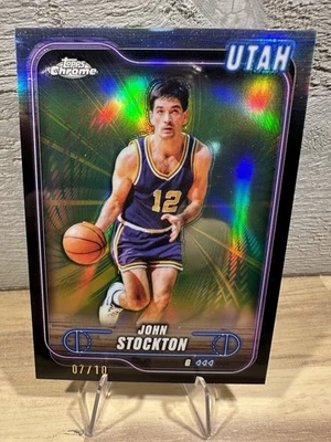 Topps Chrome John Stockton Basketball Card #46 Utah 07/10 Black Refractor - Image 1 of 2
