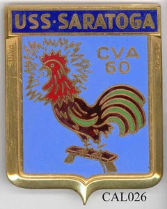 CAL026 - PLAQUE DE CALANDRE AUTO - USS SARATOGA - Picture 1 of 1