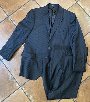 Traje Joseph Abboud Hecho en EE. UU. Rayas Finas Loro Piana Lana en Negro 42 R Foto 1 de 4
