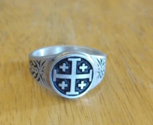 Crusader Cross Ring Jerusalem Cross Knights Templar available sizes 7 to 14 - Picture 1 of 4