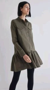 RUTI Coming Up Roses Twill Dress XS/S Utility Green Dress $319 NWT - Picture 1 of 11