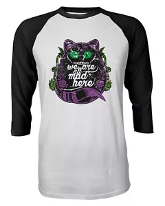 Grinsekatze Shirt Wunderland Halloween lustig Viertelarm Herren T-Shirt - Bild 1 von 5