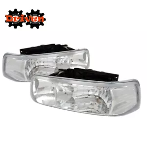 99-02 Chevy Silverado 00-05 Suburban Tahoe Euro Chrome Headlights Head Lamp Pair - Picture 1 of 3
