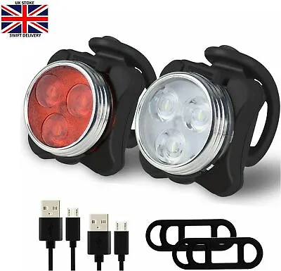 Bike Light Set, Super Bright USB Rechargeable Bicycle Lights,Waterproof Mountain • 6.69£