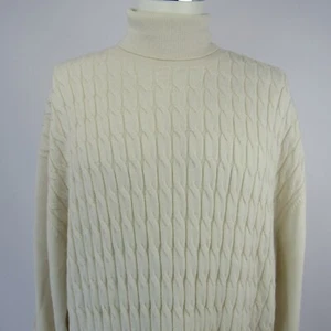 Joseph Abboud Pullover Beige Rollkragen Wollmischung Zopfmuster Herren Größe 4XLT - Bild 1 von 12