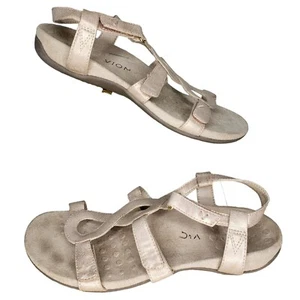 Vionic Jodie Sandals Size 10 Gold Metallic Strappy Comfort Adjustable 42 EU - Picture 1 of 8