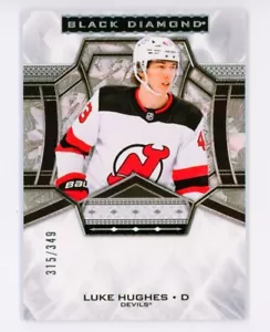 LUKE HUGHES 2024-25 cubierta superior negro diamante hockey/349 - Imagen 1 de 2