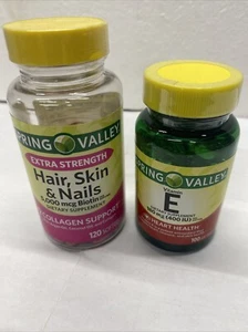 Spring Valley Hair Skin Nails 120 Cap 5000Mg Vitamin 100 Caps 180 MG SLC-314 - Picture 1 of 9
