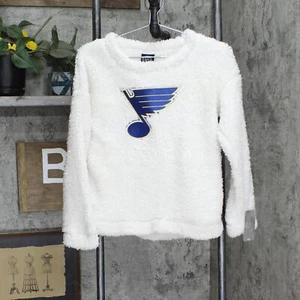 nHL St. Louis Blues Girls Crew Neck Poly Gold Lurex Sweatshirt White Gold L - Picture 1 of 4