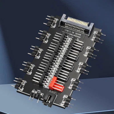 12V/4Pin RGB 5V/3Pin ARGB Fan PWM HUB 1 To 10 Multi Way Splitter AURA Fan Cool2Y - Image 1 of 4