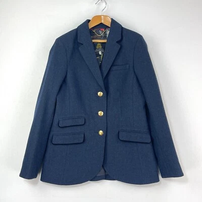 Joules Peyton Tweed Jacket Womens 10 Blue Country Military Parade Hacking Blazer - Image 1 of 4