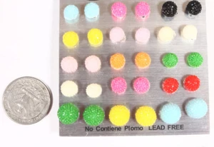 Multi Color Set pack of 15pair ball stud post earrings - Bild 1 von 3