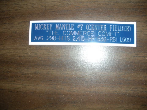 MICKEY MANTLE (YANKEES) ENGRAVED CAREER NAMEPLATE FOR PHOTO/DISPLAY/POSTER Cover