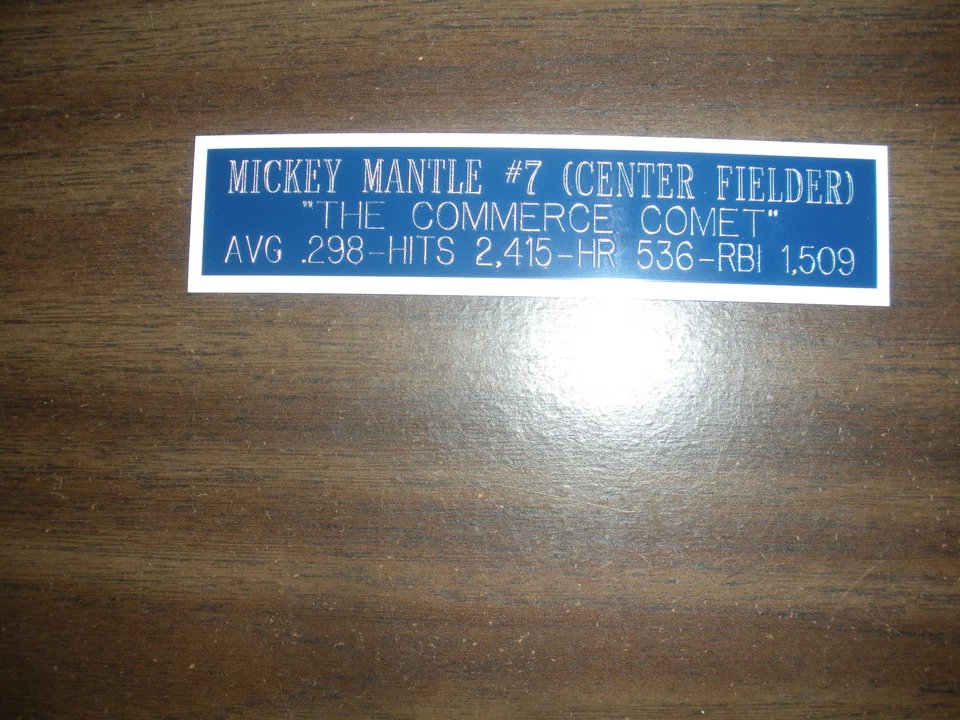 MICKEY MANTLE (YANKEES) ENGRAVED CAREER NAMEPLATE FOR PHOTO/DISPLAY/POSTER - Image 1 of 1