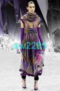 CHANEL 2012 MOST WANTED RUNWAY 2 PC MAXI DRESS WITH SCARF CC LOGO MULTI  NEW 38 - Picture 1 of 12
