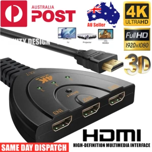 HDMI Splitter 3in1 Ultra HD 1080 Adapter Converter Switch Multi Display Cable Oz - Picture 1 of 11