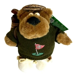 Russ 10" Plush SID Bear Golfer Stuffed Toy Sweater Hat Golf Clubs - Picture 1 of 9