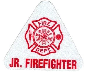 JUNIOR FIREFIGHTER Highly Reflective RED Triangle Helmet Decal - JR. Firefighter - Picture 1 of 1