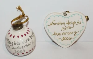 2-Vintage Noroton Heights Fire Dept. 100th Anniversary 2003 Ornaments-Darien, CT - Foto 1 di 2