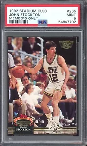 1992-93 Stadium Club Members Only Parallel #265 John Stockton /10000 PSA 9 - Picture 1 of 2