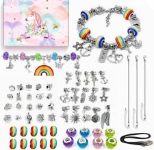 Girls Charm Bracelet Making Kit - 63pcs DIY Arts and Crafts Set,Girls Jewellery&