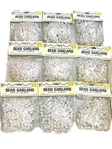 Clear Plastic Beads Christmas Tree Gold Thread Vintage Garland 8 Ft USA Lot Of 9 - Picture 1 of 3