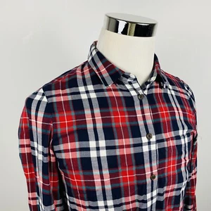 Madewell Size Medium Lightweight Plaid Flannel Shirt Blue Green Red Tartan  - Picture 1 of 5