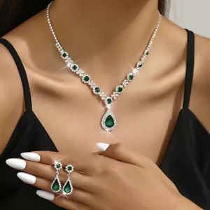 Fashion Crystal Rhinestone Bridal Bride Jewelry Set Earrings Necklace Wedding - Picture 1 of 37